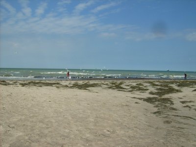 Farbphoto: Sandstrand in Warnemünde und Ostsee im Juni 2009. Photograph: Bernd Paepcke.